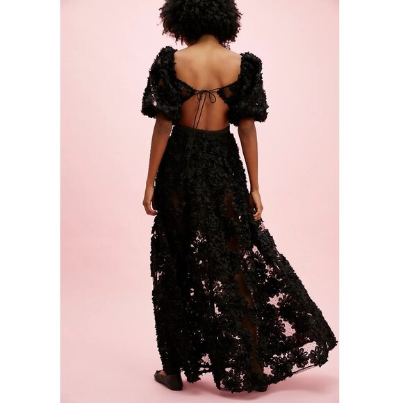 NWT FOR LOVE & LEMONS ASTRID BLACK FLORAL MESH SHEER MAXI DRESS #2 SIZE S - Picture 2 of 12